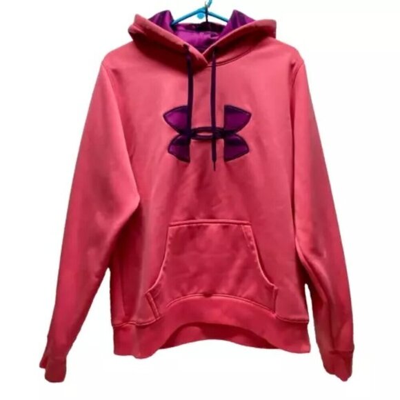 Under Armour Storm Hoodie Women's Large Pink Hooded Sweater Purple UA Logo - Picture 1 of 15